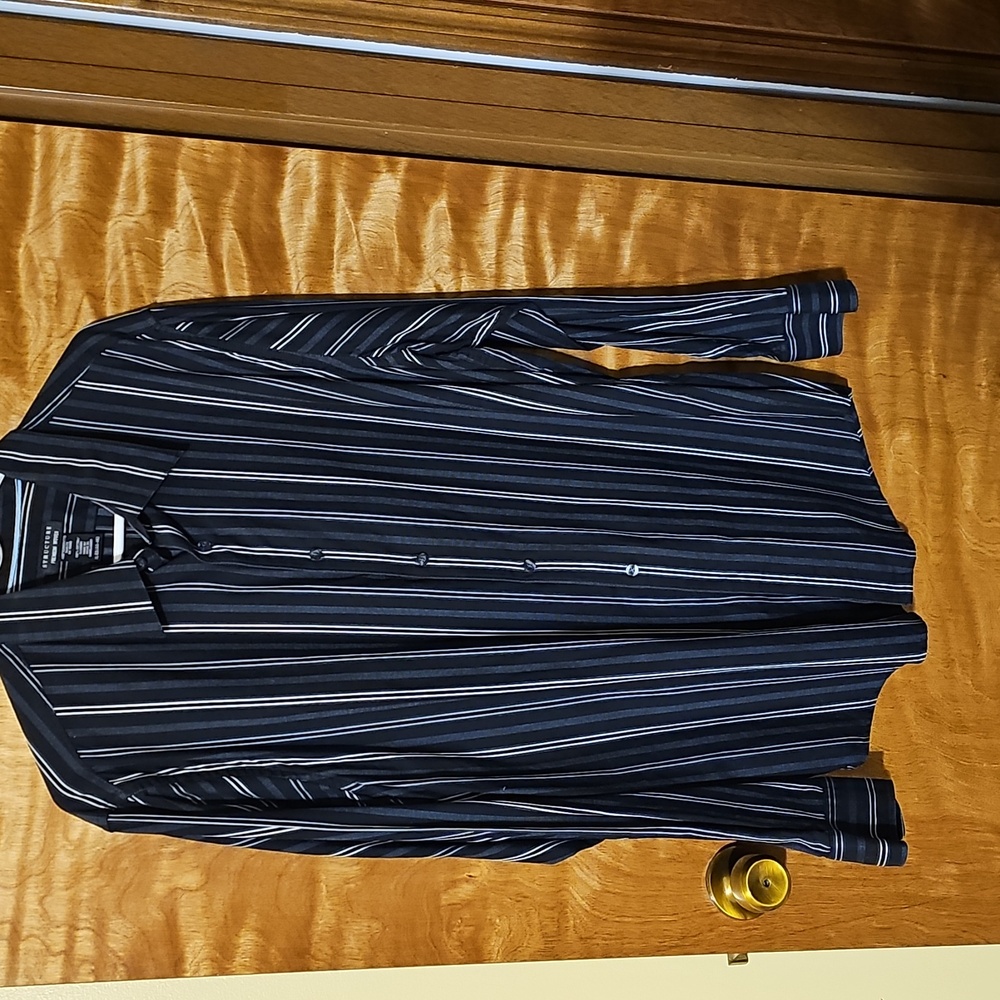 Structure black pin stripe men's shirt.